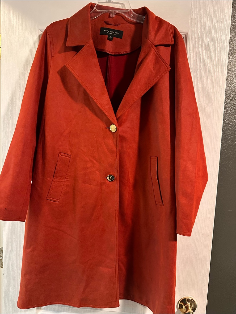Marc New York Men's (or Women's) Rust Red faux Suede Trench Coat